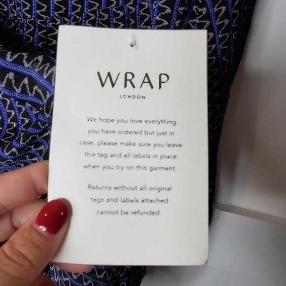 Wrap London Flowy Draped Blouse Shirt Geometric - Picture 6 of 7